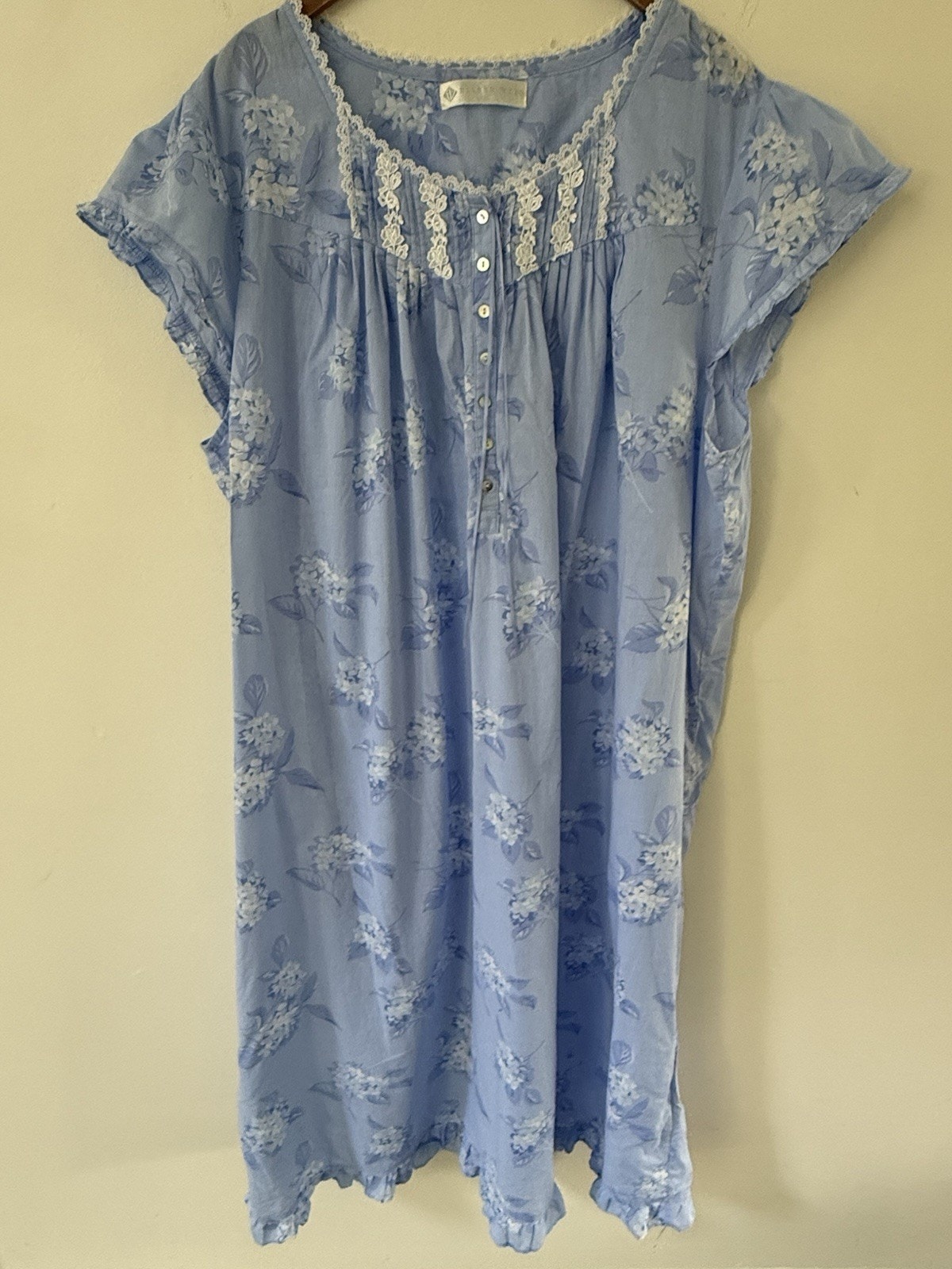 Eileen West Womens Hydrangea Print Cotton Nightgown Size 3x Cap Sleeve Cottage